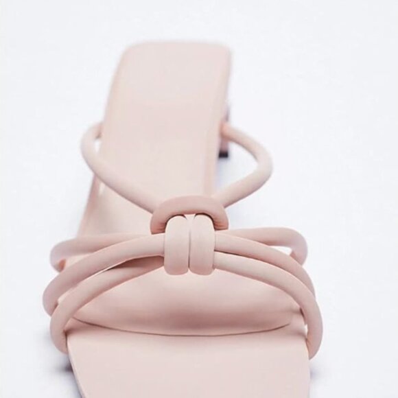 Zara Pink Knot Strappy Block Heels Resort Coquette Sandals feminine softgirl - Picture 16 of 16